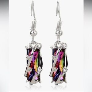 Silver Tone Multicolor Drop Earrings